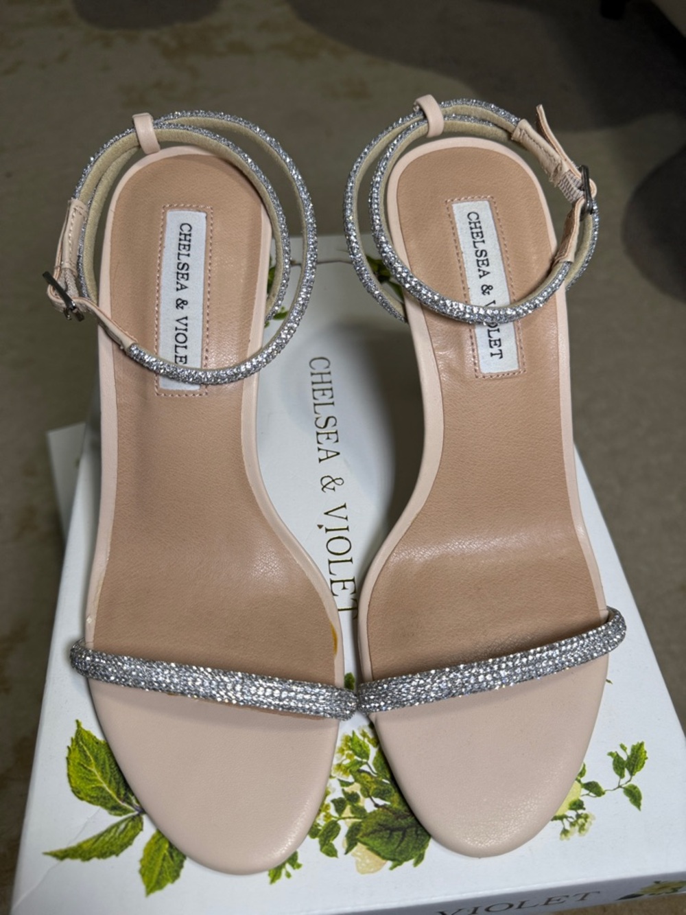 Chelsea & Violet Blush Rhinestone Ankle-Strap Heels - Picture 3 of 9
